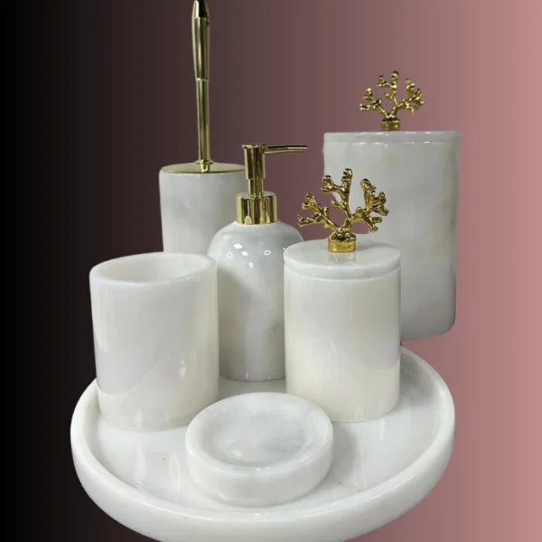 Beyaz 7'li Gold Banyo Seti