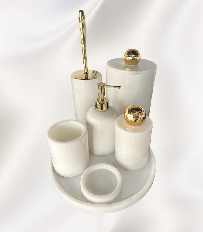 Beyaz Gold Toplu 7'li Banyo Seti