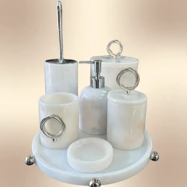 Gümüş Top Detaylı Özel Seri 7'li Banyo Seti
