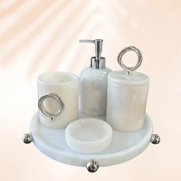 Gümüş Top Detaylı Özel Seri 5'li Banyo Seti